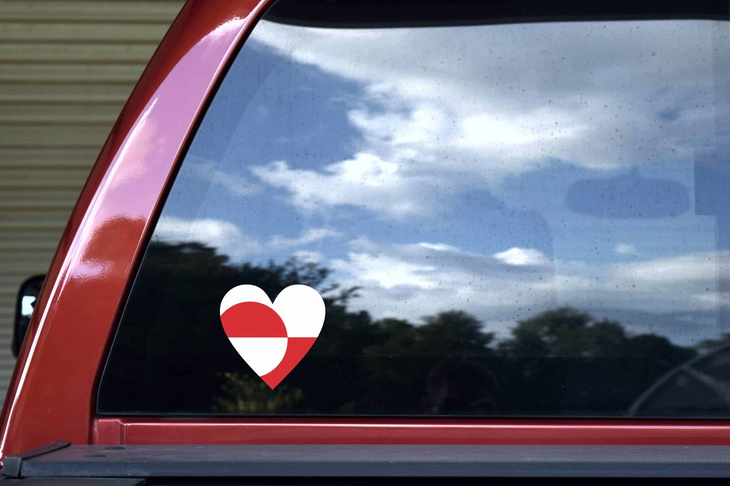 StickerTalk Greenland Flag Heart Vinyl Sticker, 4 inches by 4 inches