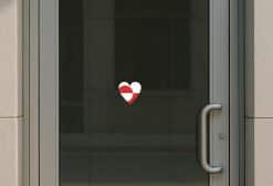 StickerTalk Greenland Flag Heart Vinyl Sticker, 4 inches by 4 inches