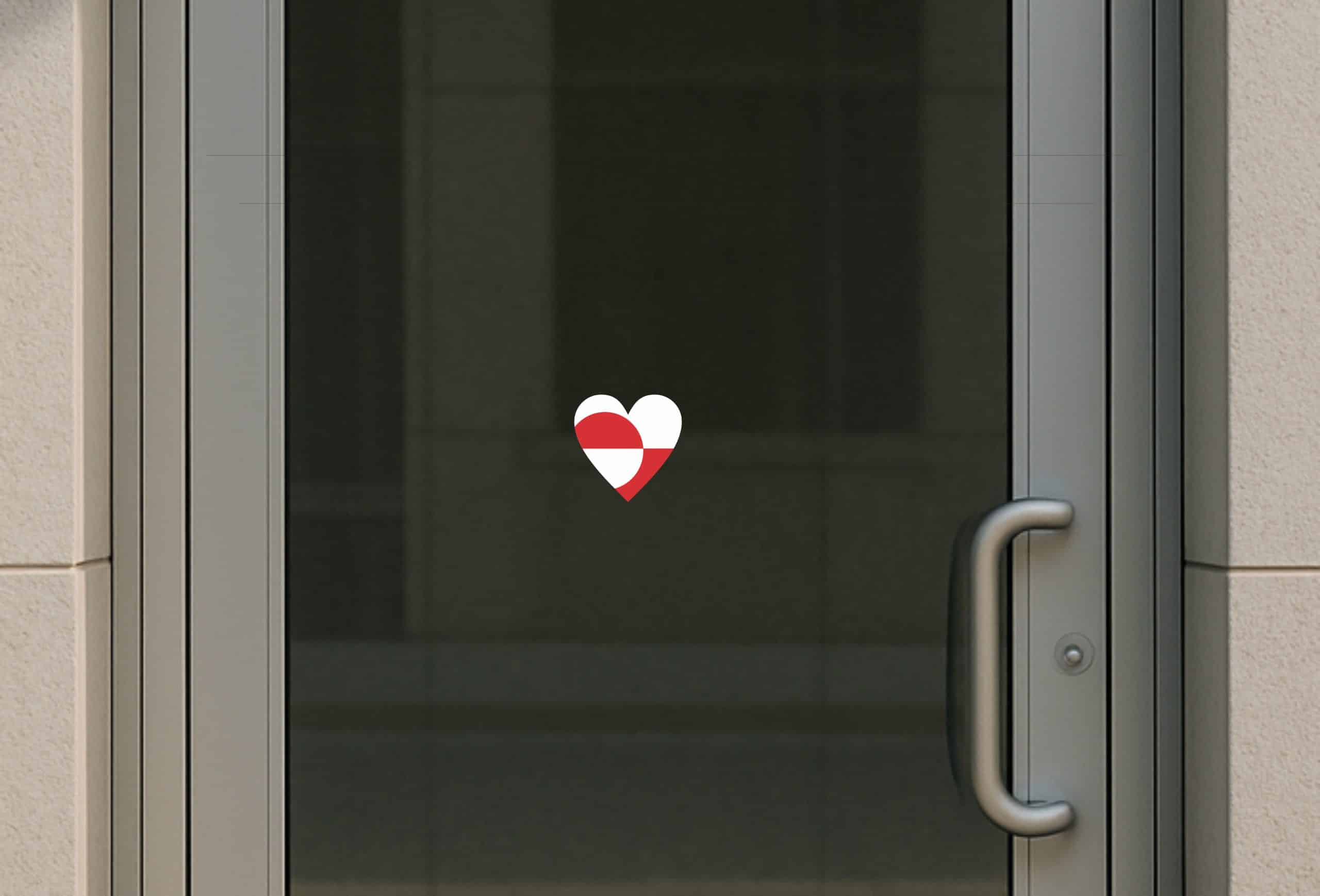 StickerTalk Greenland Flag Heart Vinyl Sticker, 4 inches by 4 inches