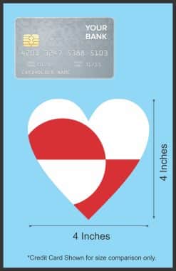StickerTalk Greenland Flag Heart Vinyl Sticker, 4 inches by 4 inches