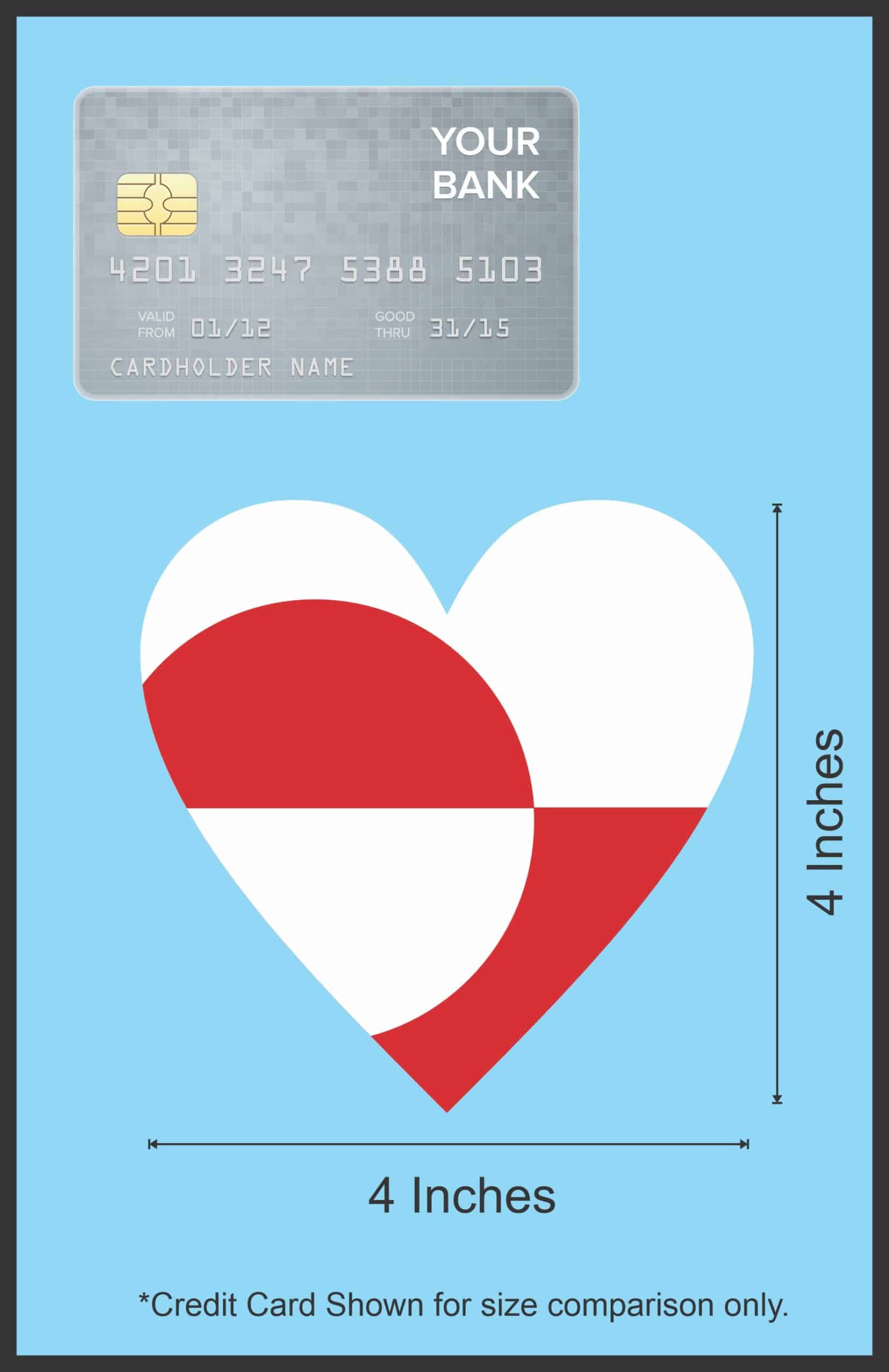 StickerTalk Greenland Flag Heart Vinyl Sticker, 4 inches by 4 inches