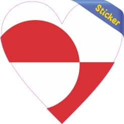 StickerTalk Greenland Flag Heart Vinyl Sticker, 4 inches by 4 inches
