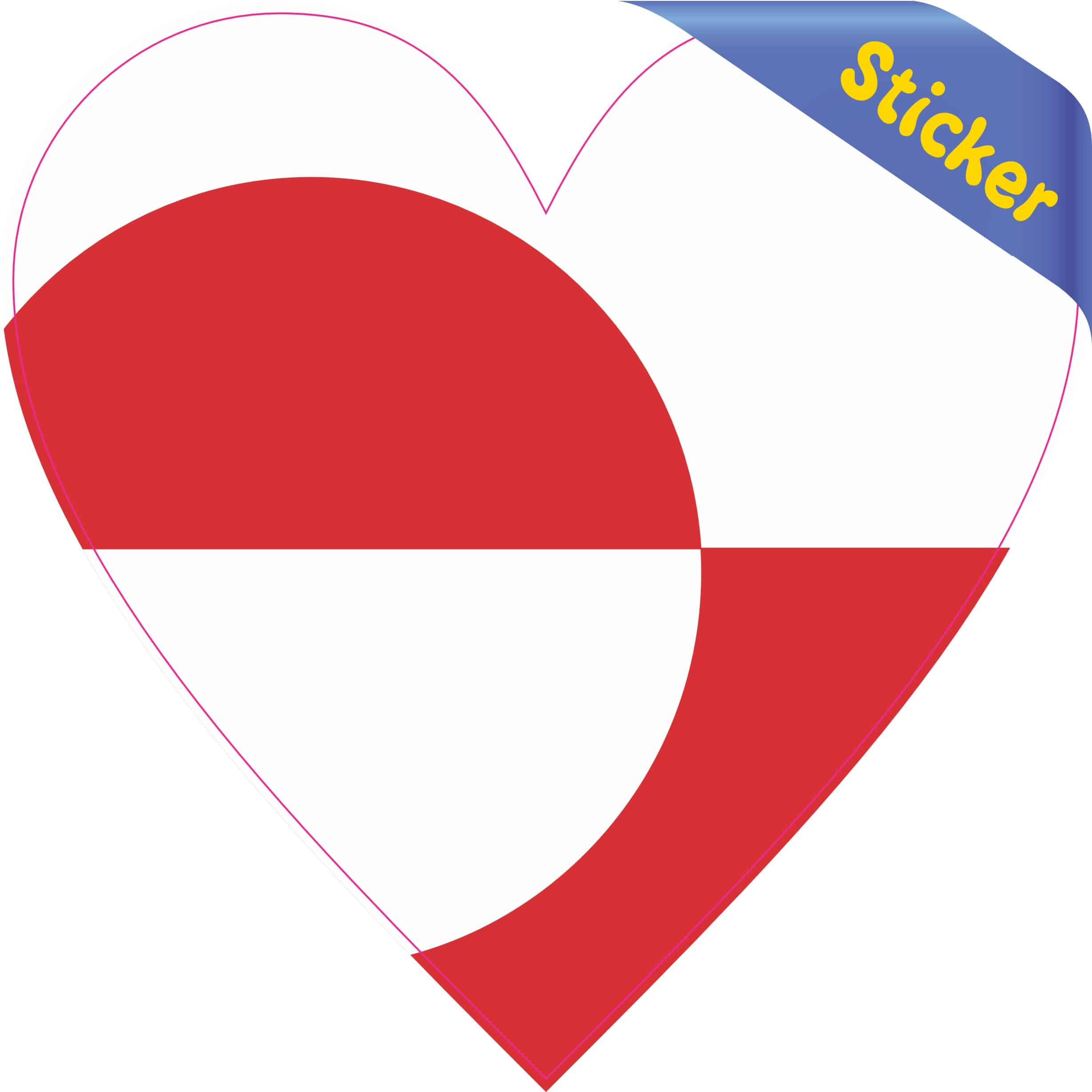 StickerTalk Greenland Flag Heart Vinyl Sticker, 4 inches by 4 inches