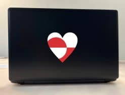StickerTalk Greenland Flag Heart Vinyl Sticker, 4 inches by 4 inches