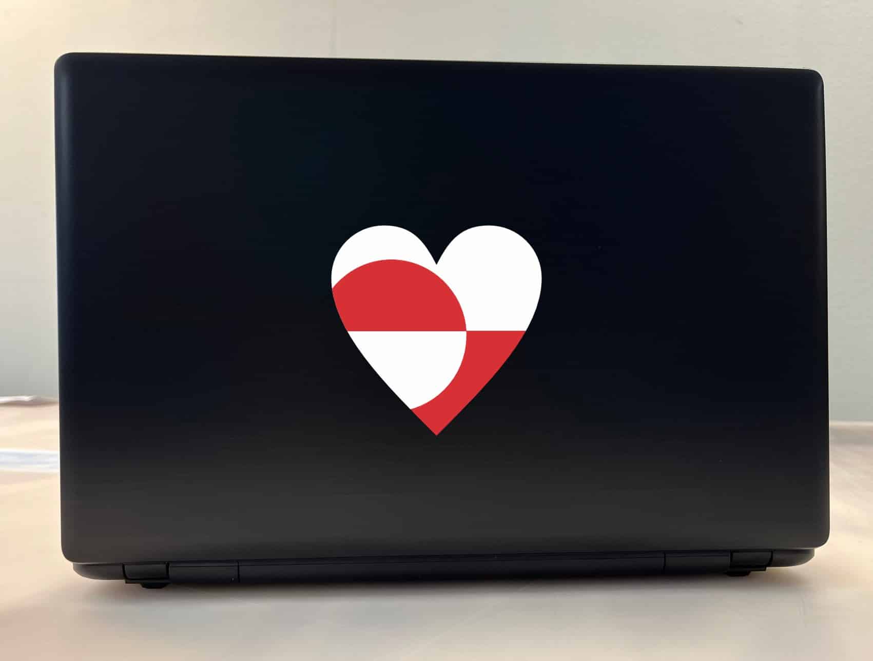 StickerTalk Greenland Flag Heart Vinyl Sticker, 4 inches by 4 inches