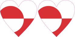 StickerTalk Greenland Flag Heart Sticker Sheet, 2.5 inches by 2.5 inches