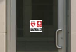 StickerTalk, AED Located Inside, 8 inches by 8 inches