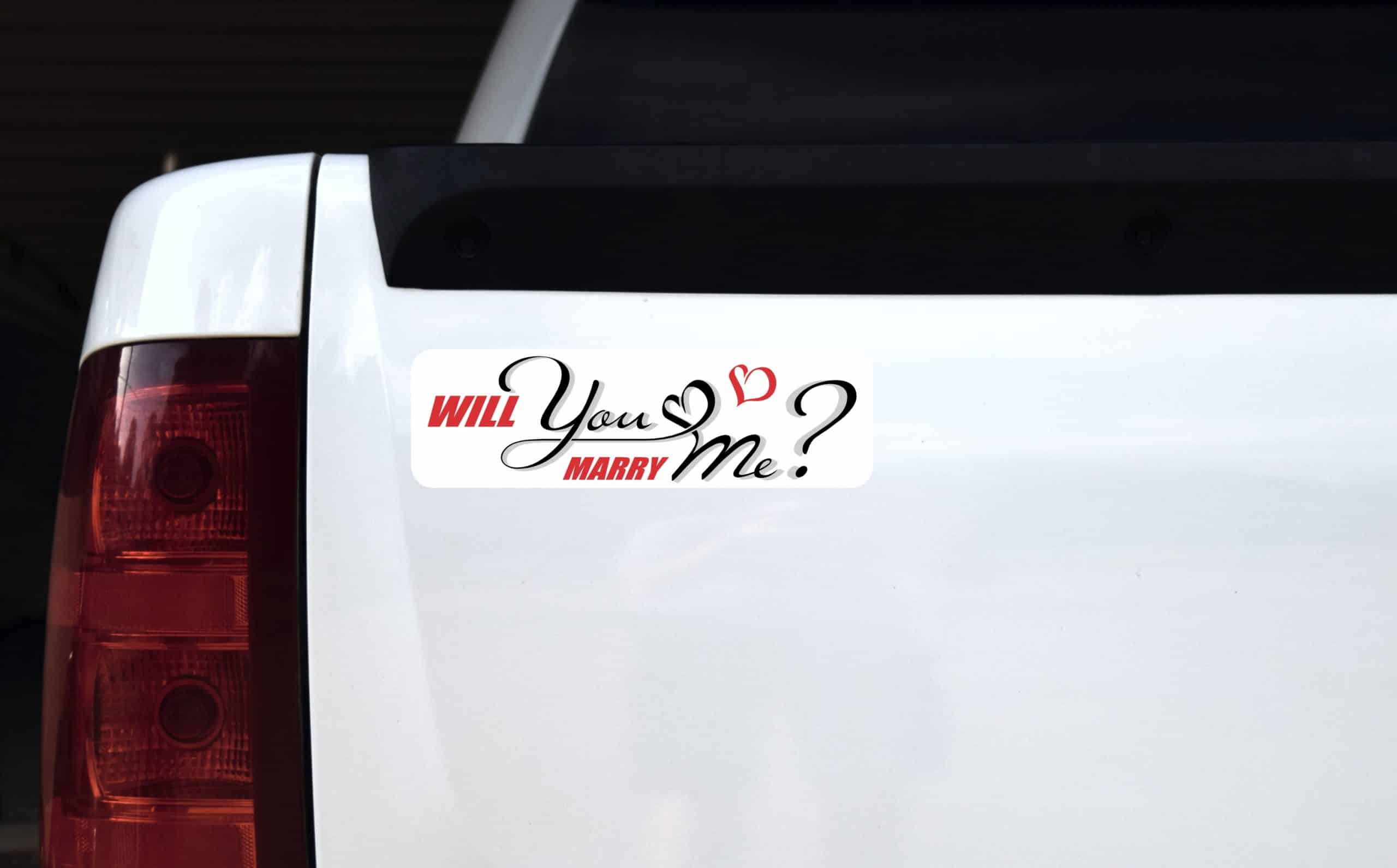 StickerTalk Will You Marry Me Vinyl Sticker, 10 inches by 3 inches