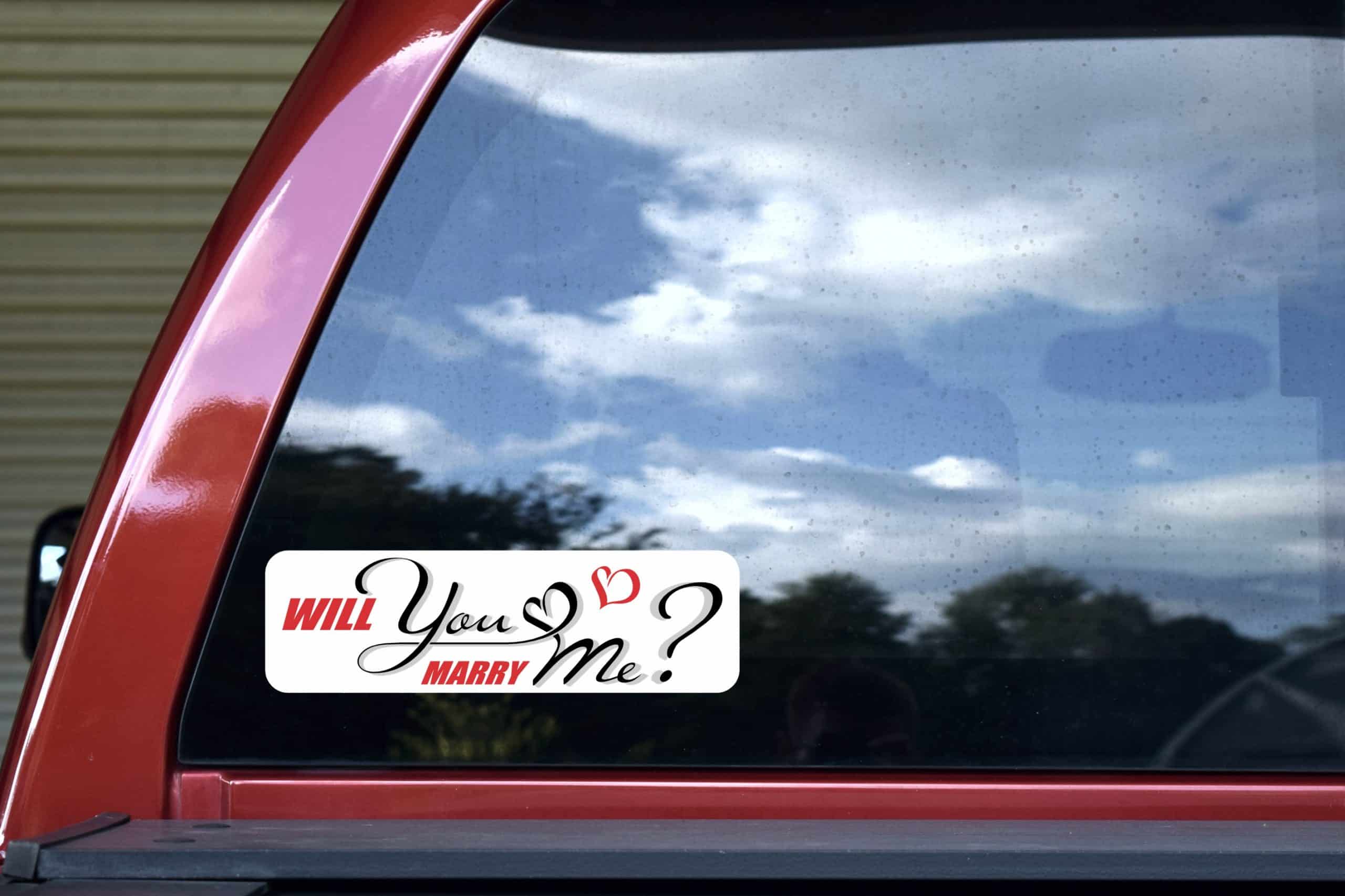 StickerTalk Will You Marry Me Vinyl Sticker, 10 inches by 3 inches