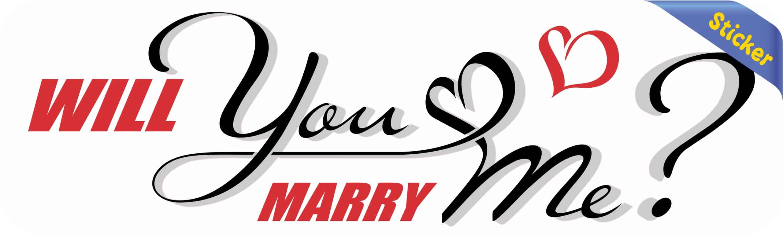 StickerTalk Will You Marry Me Vinyl Sticker, 10 inches by 3 inches