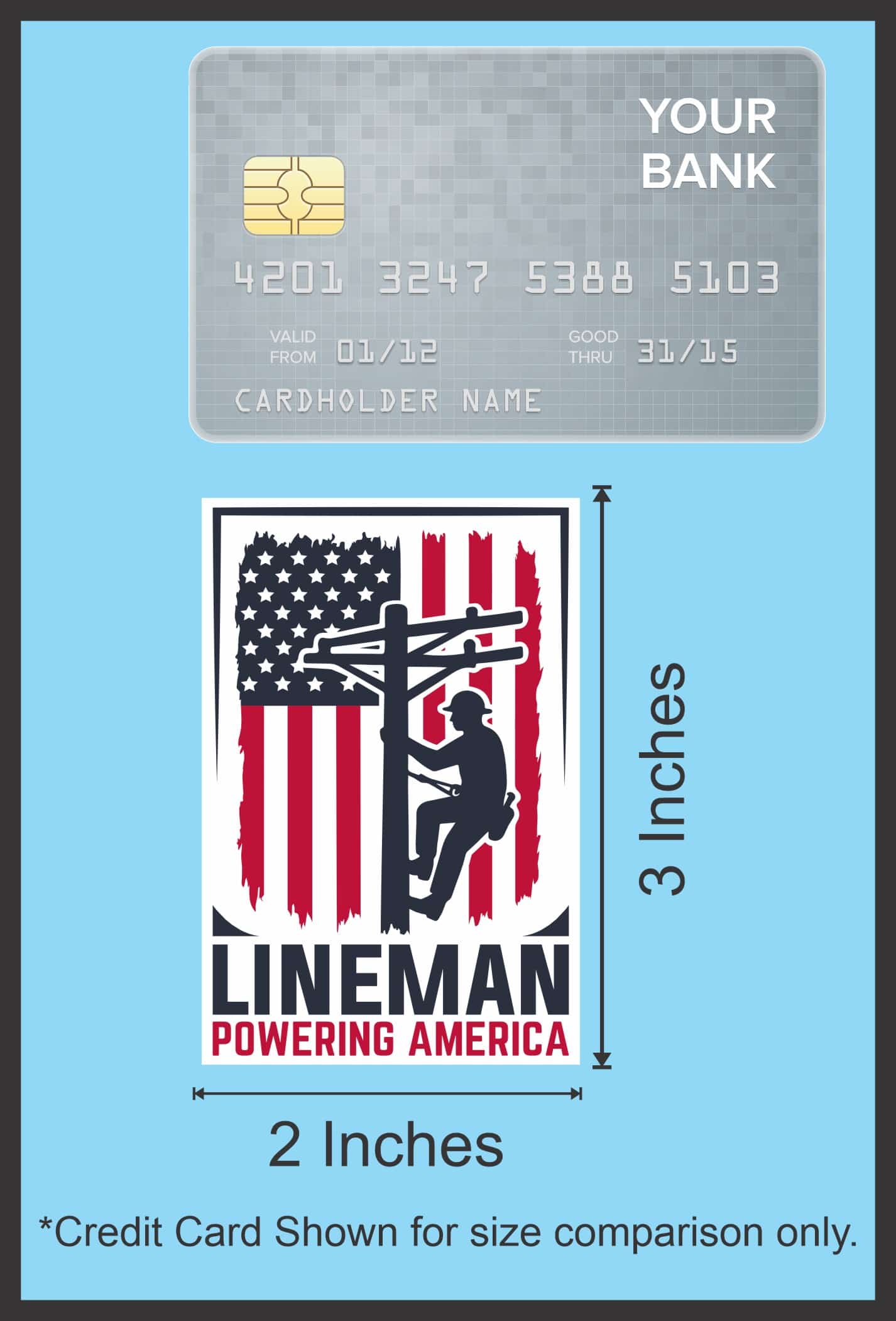 StickerTalk Lineman Powering America Vinyl Sticker Sheet, 2 inches by 3 inches