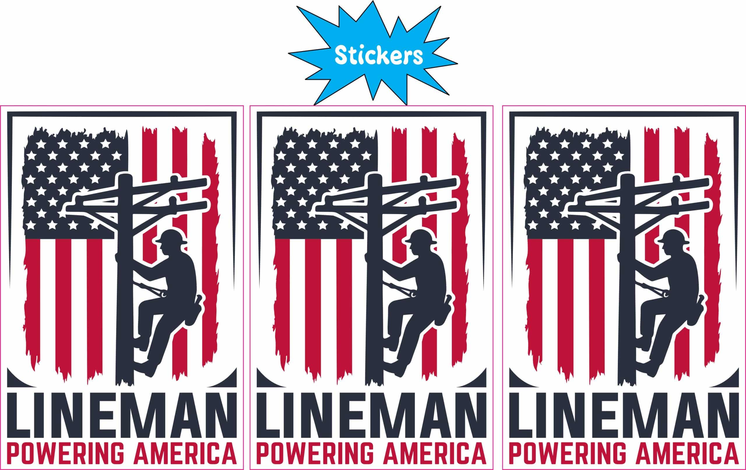 StickerTalk Lineman Powering America Vinyl Sticker Sheet, 2 inches by 3 inches