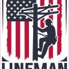StickerTalk Lineman Powering America Vinyl Sticker, 3.5 inches by 5 inches