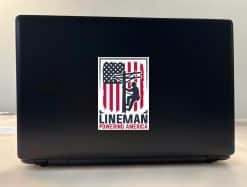 StickerTalk Lineman Powering America Vinyl Sticker, 3.5 inches by 5 inches