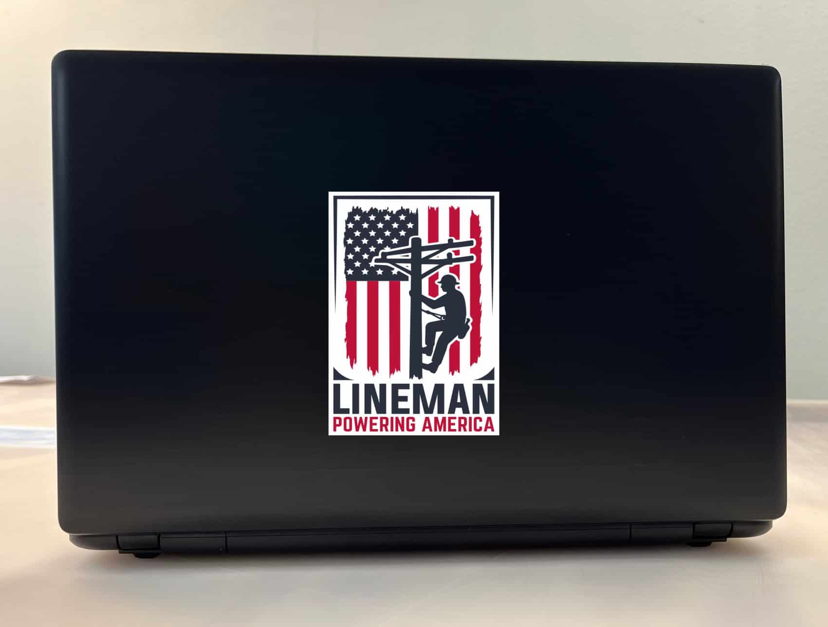 StickerTalk Lineman Powering America Vinyl Sticker, 3.5 inches by 5 inches