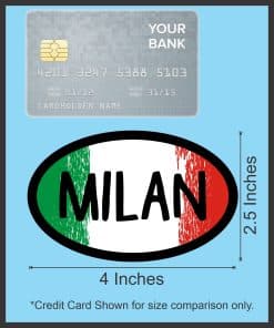 StickerTalk Milan Italy Vinyl Sticker, 4 inches by 2.5 inches
