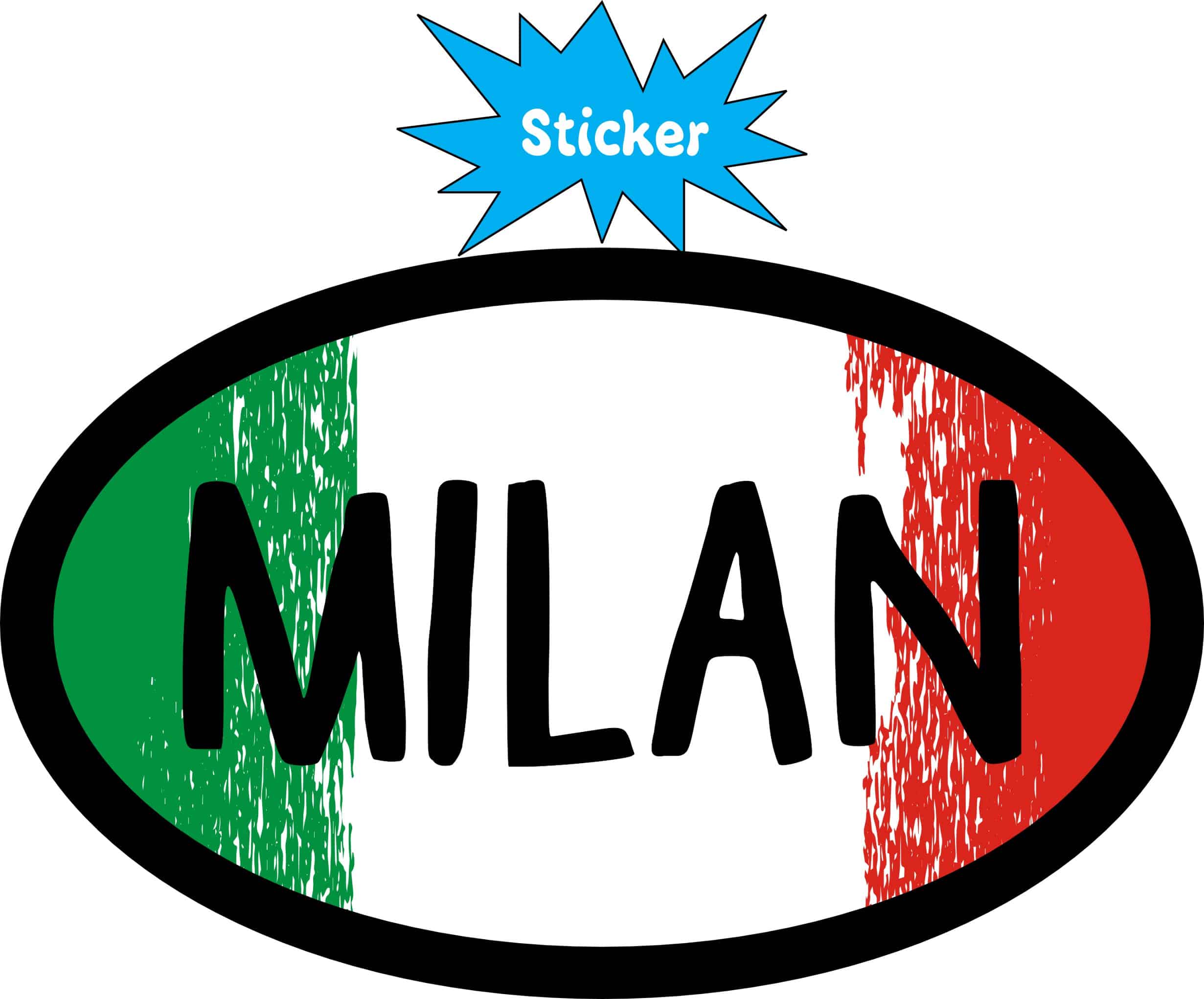 StickerTalk Milan Italy Vinyl Sticker, 4 inches by 2.5 inches