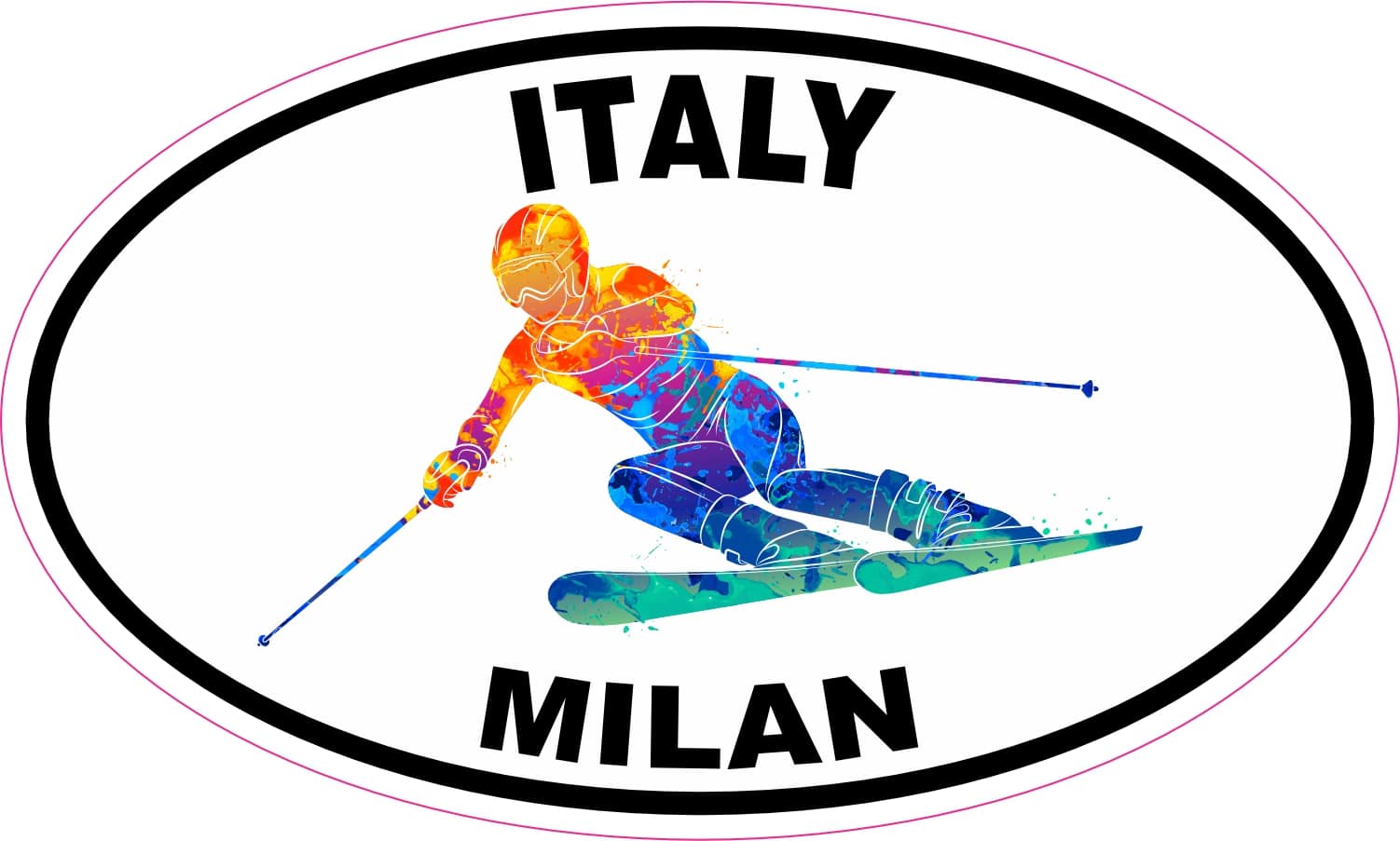 StickerTalk Winter Games Milan Italy, 5 inches by 3 inches