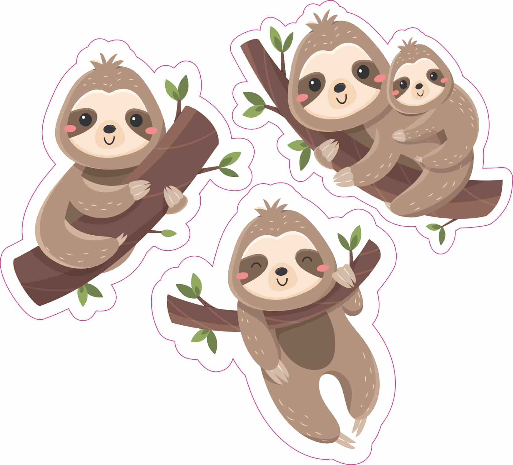 StickerTalk Cartoon Sloth Vinyl Sticker Sheet, 3 inches by 2.7 inches