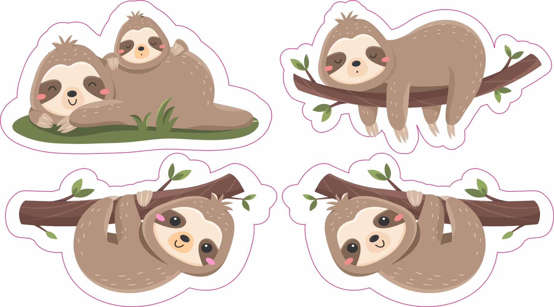 StickerTalk Sloth Cute Vinyl Sticker Sheet, 3 inches by 1.7 inches