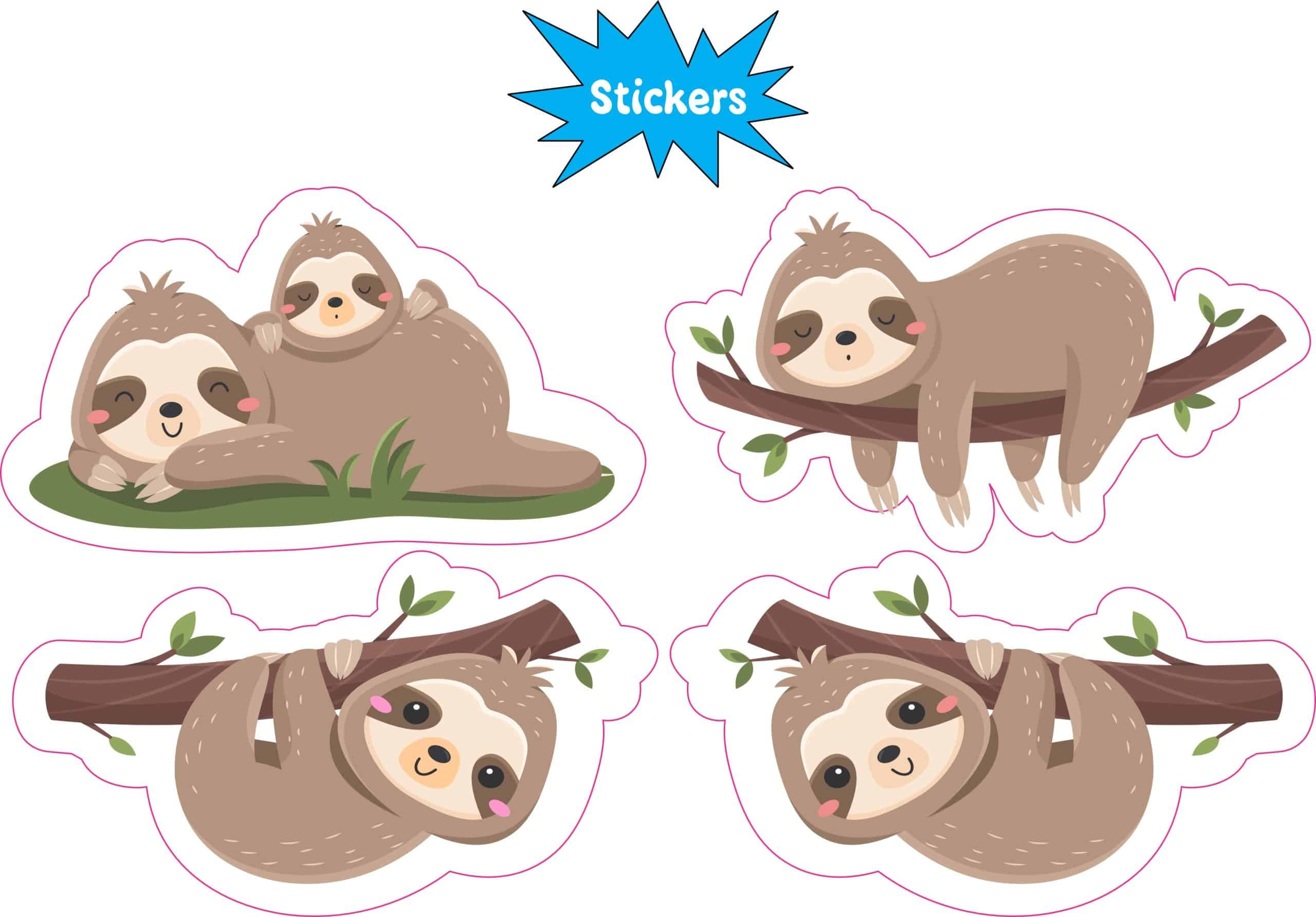 StickerTalk Sloth Cute Vinyl Sticker Sheet, 3 inches by 1.7 inches