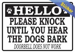 StickerTalk Knock Until the Dogs Bark Vinyl Sticker, 5 inches by 3.5 inches