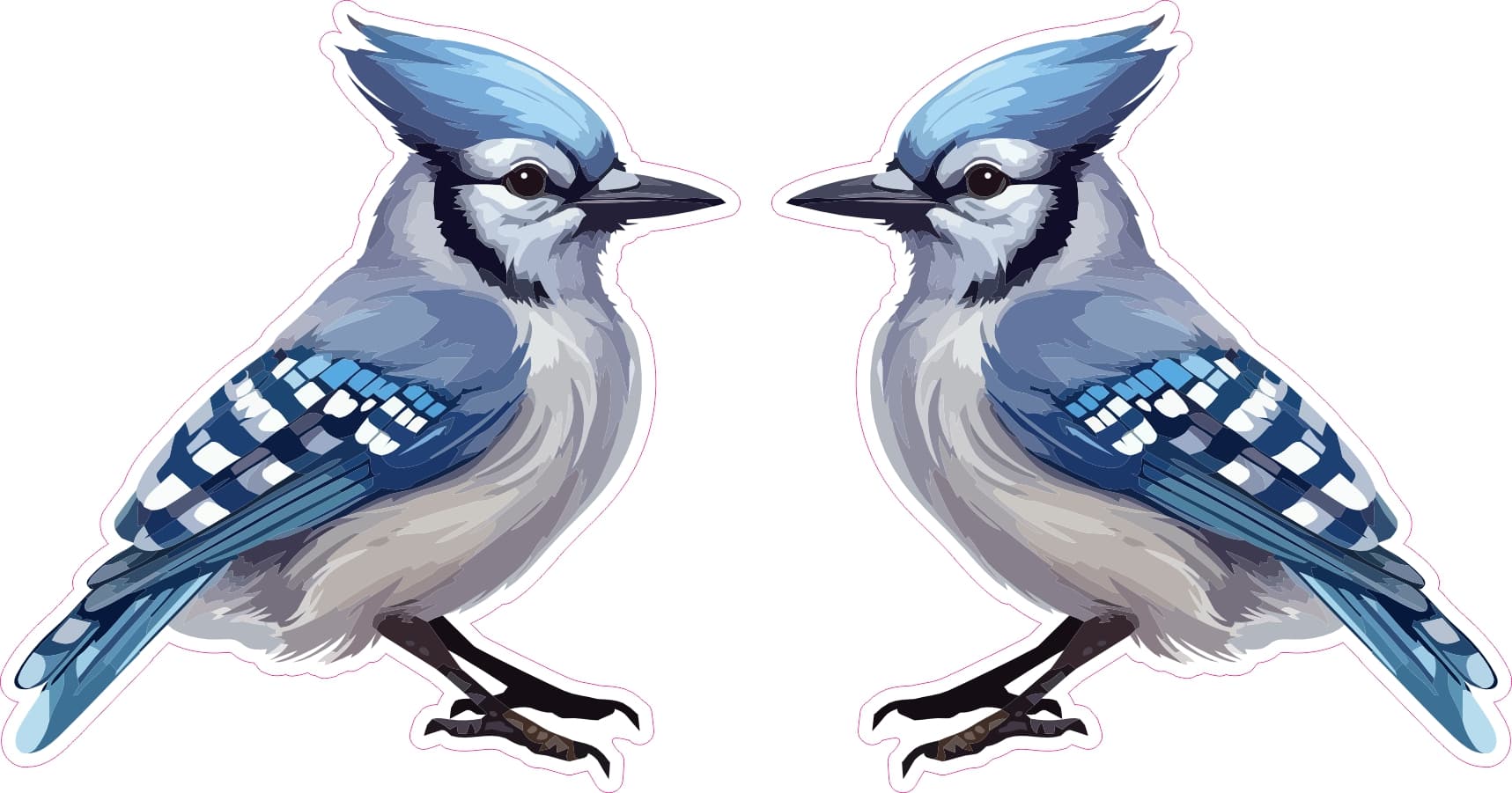 StickerTalk Mirrored Blue Jay Vinyl Sticker Sheet, 2.8 inches by 3 inches