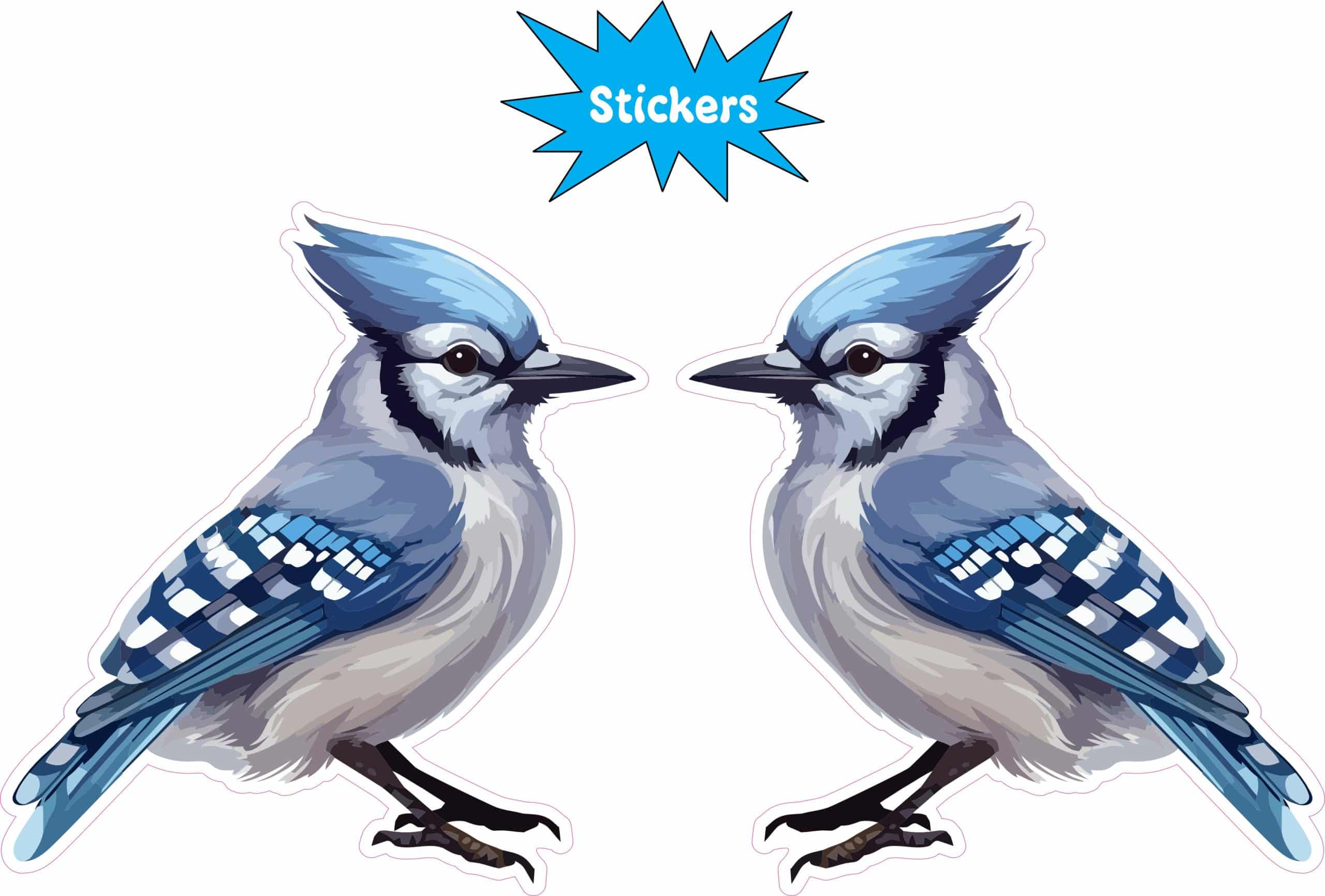 StickerTalk Mirrored Blue Jay Vinyl Sticker Sheet, 2.8 inches by 3 inches