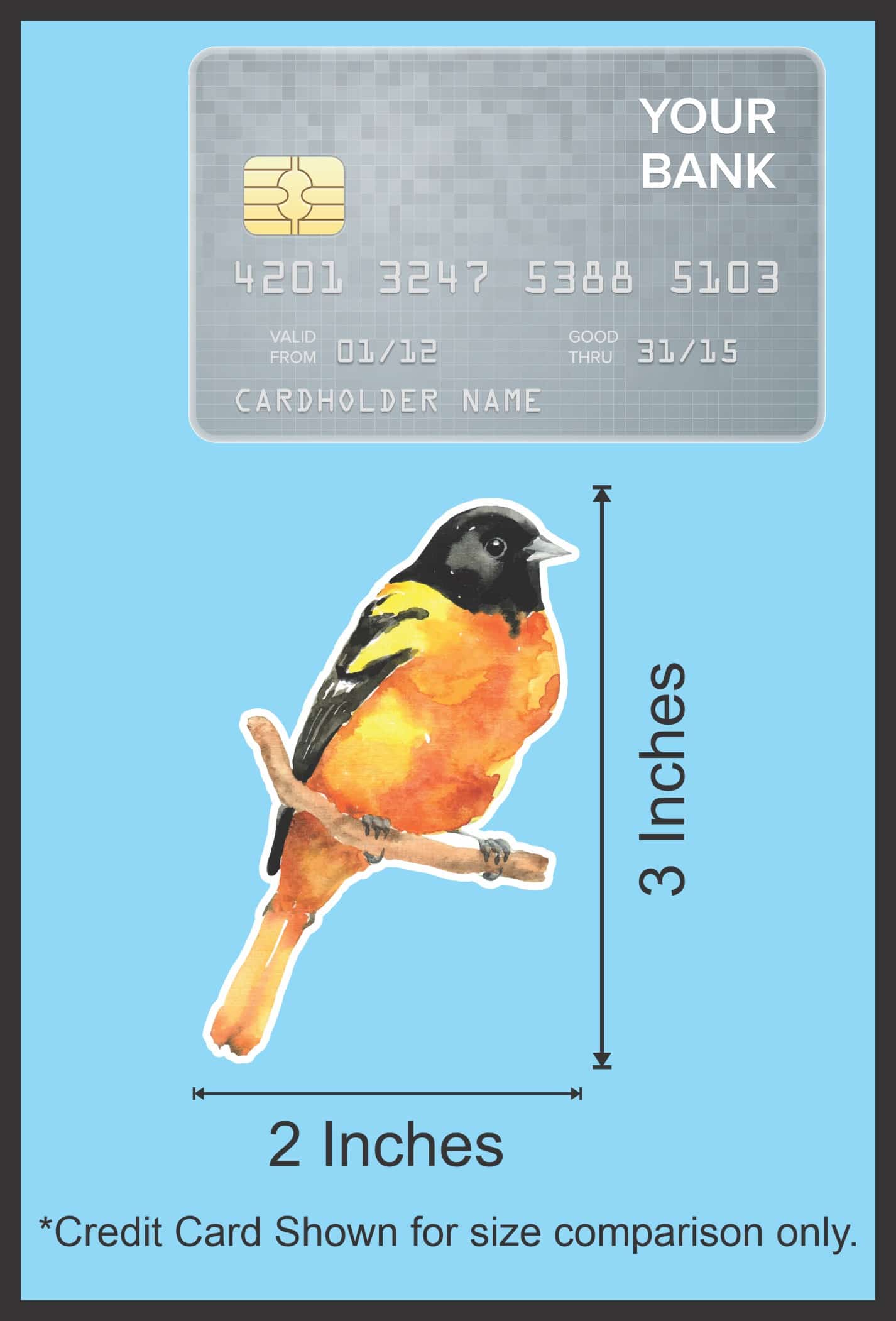 StickerTalk Mirrored Oriole Vinyl Sticker Sheet, 2 inches by 3 inches