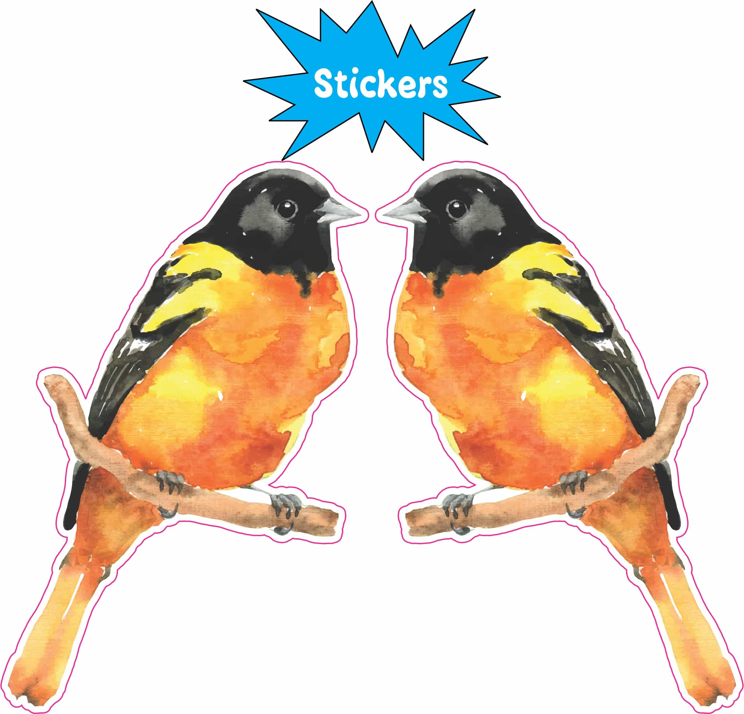 StickerTalk Mirrored Oriole Vinyl Sticker Sheet, 2 inches by 3 inches