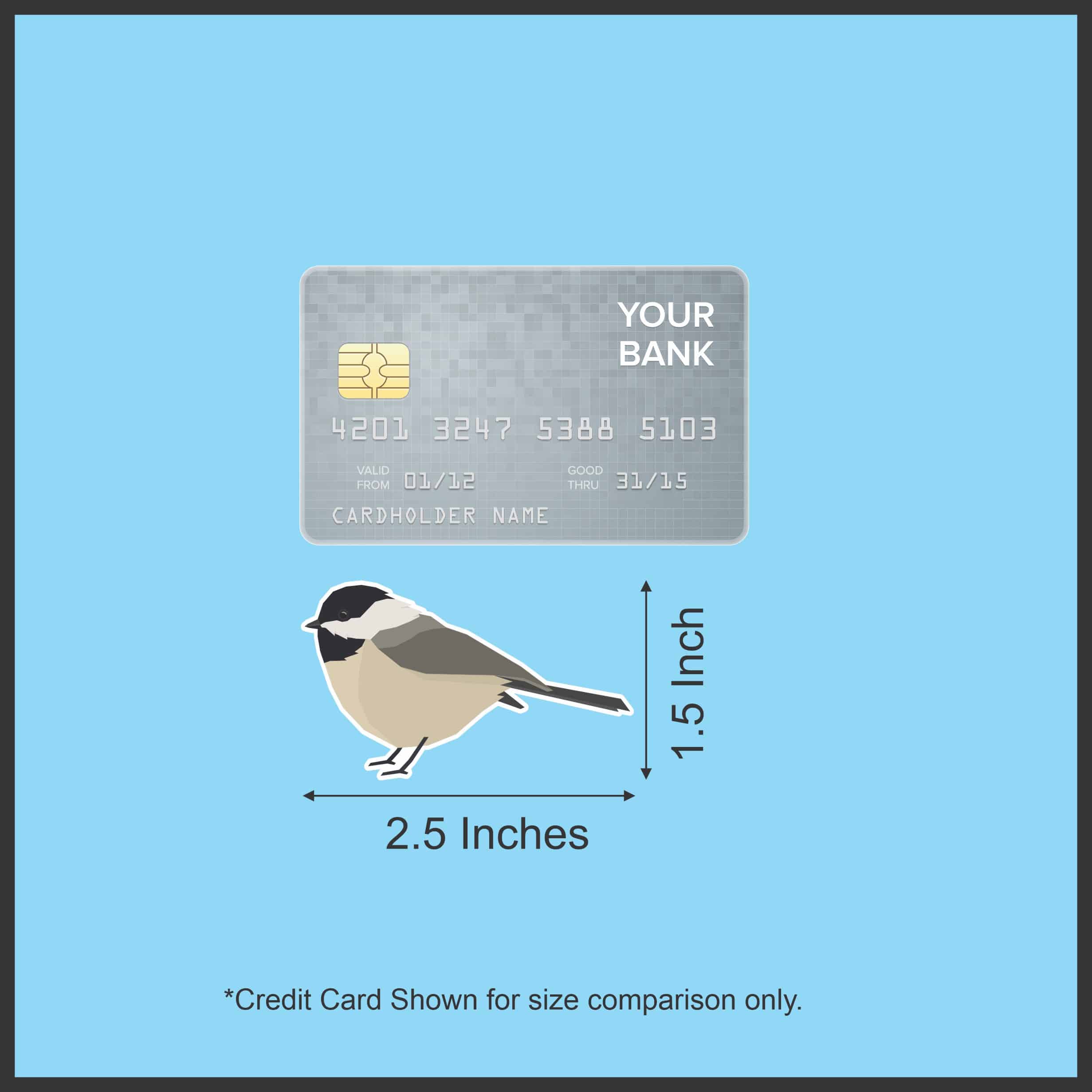 StickerTalk Mirrored Carolina Chickadee Vinyl Sticker Sheet, 2.5 inches by 1.5 inches