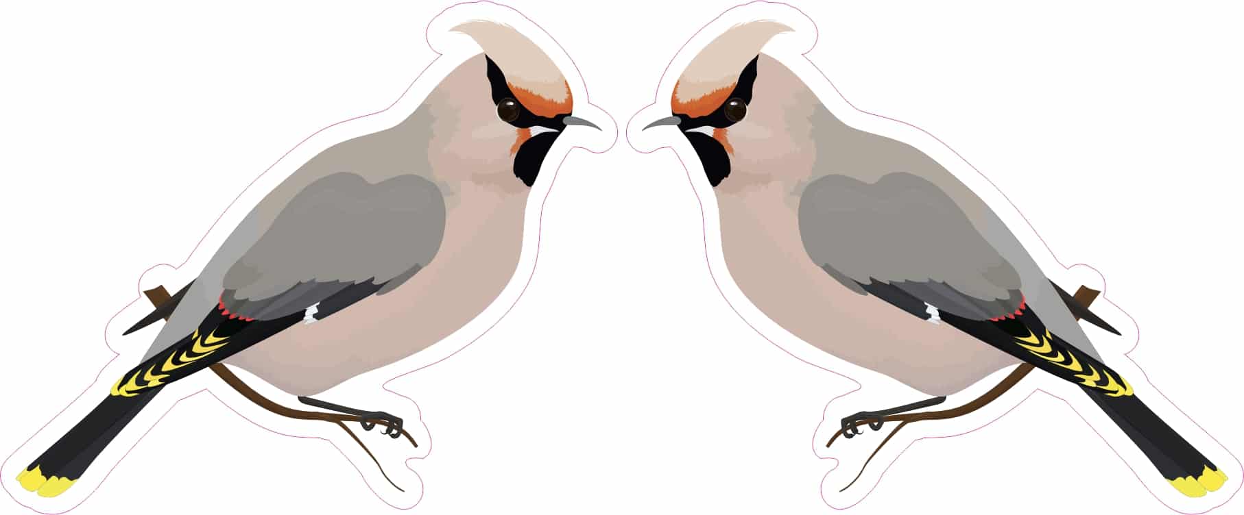 StickerTalk Cedar Waxwing Mirrored Vinyl Sticker Sheet, 3 inches by 2.5 inches