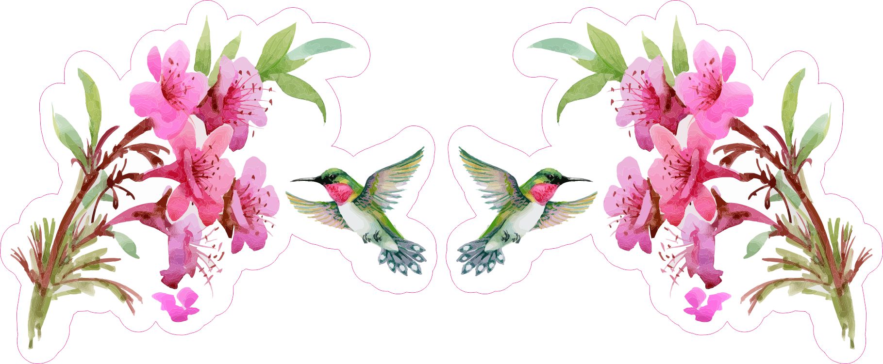 StickerTalk Mirrored Watercolor Hummingbird Vinyl Sticker Sheet, 3 inches by 2.5 inches