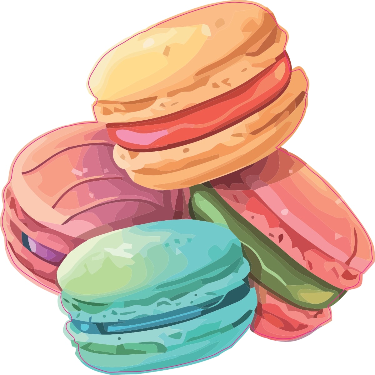 StickerTalk Multicolored Macarons Vinyl Sticker, 4 inches by 4 inches