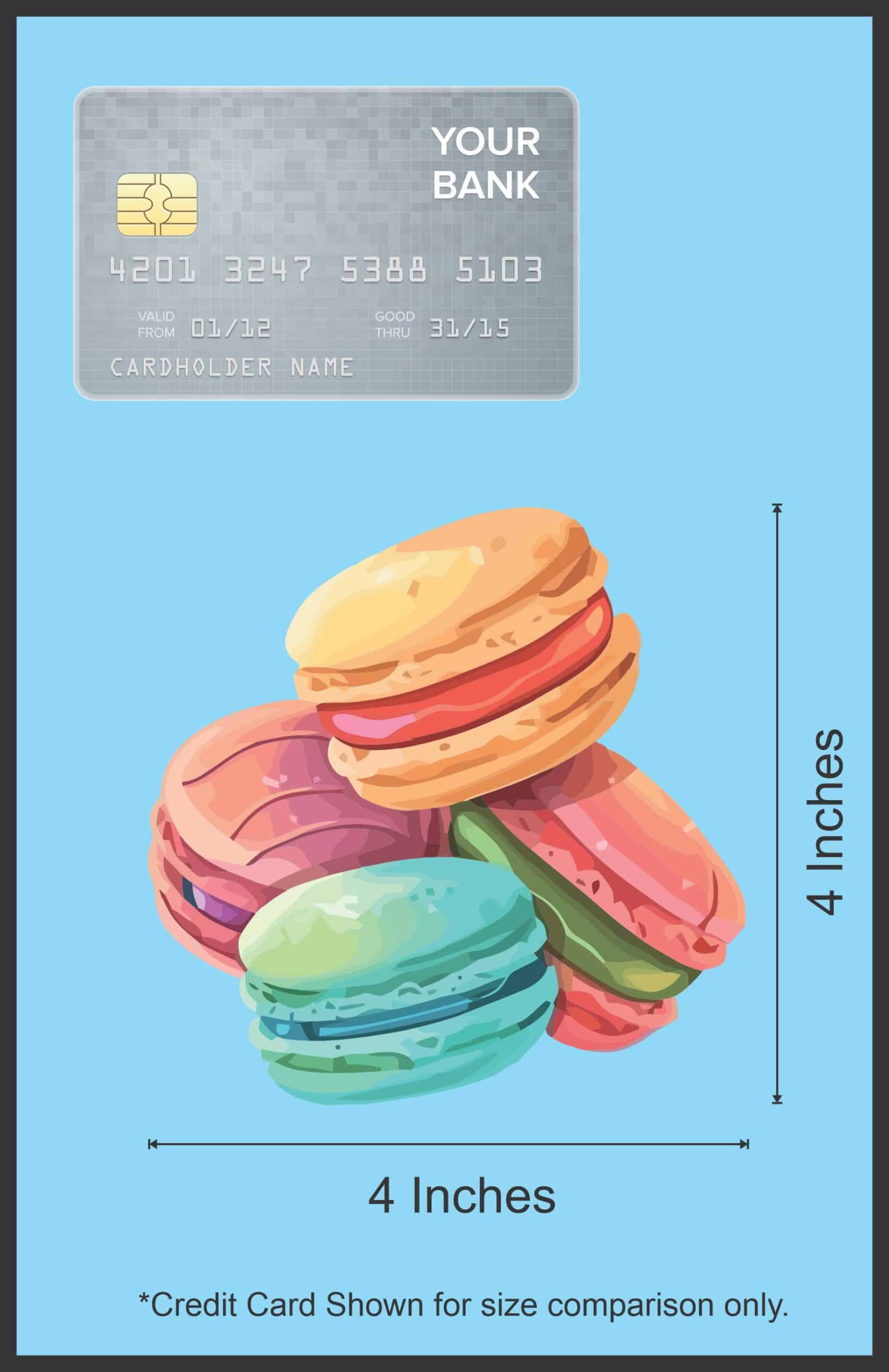 StickerTalk Multicolored Macarons Vinyl Sticker, 4 inches by 4 inches