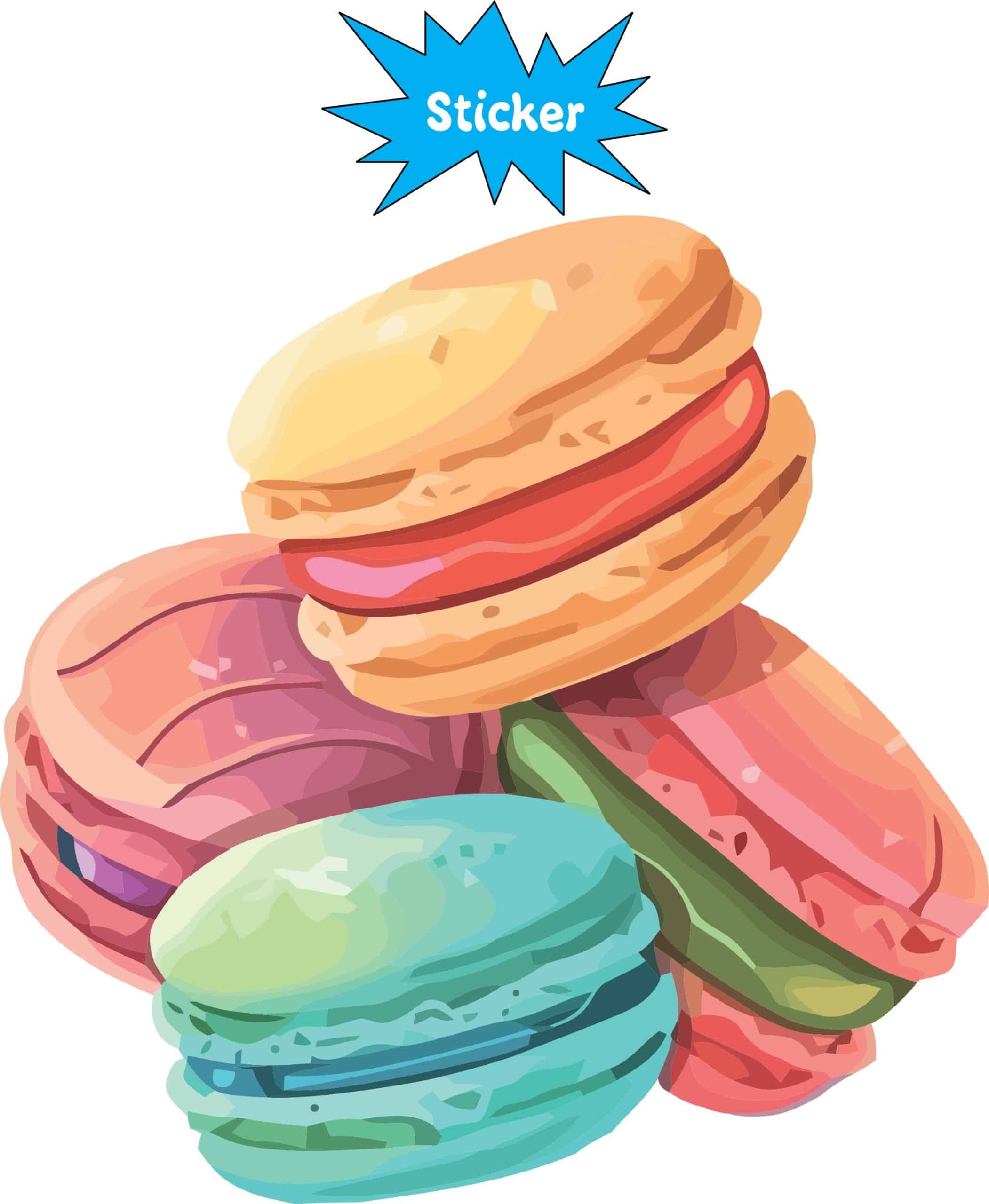 StickerTalk Multicolored Macarons Vinyl Sticker, 4 inches by 4 inches