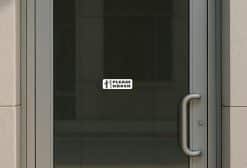 StickerTalk Please Knock White and Black Vinyl Sticker Sheet, 6 inches by 2 inches