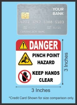 StickerTalk Danger Pinch Point Hazard Vinyl Sticker Sheet, 3 inches by 3 inches