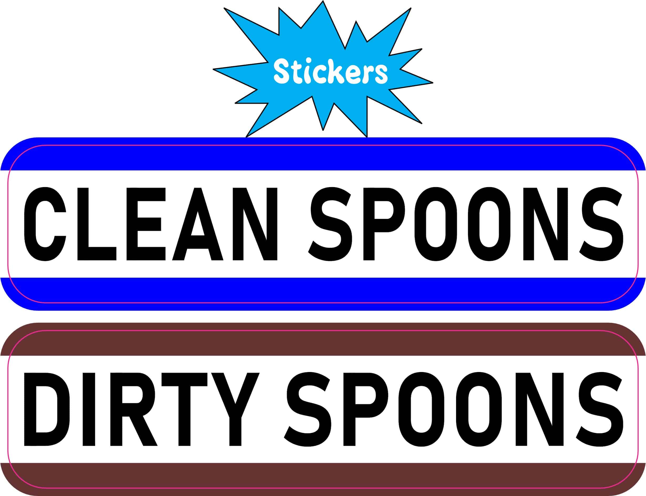 StickerTalk Clean Spoons Dirty Spoons Vinyl Sticker Sheet, 4 inches by 1 inch