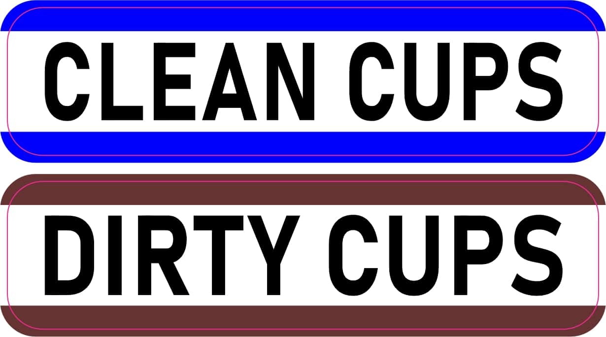 StickerTalk Clean Cups Dirty Cups Vinyl Sticker Sheet, 4 inches by 1 inch