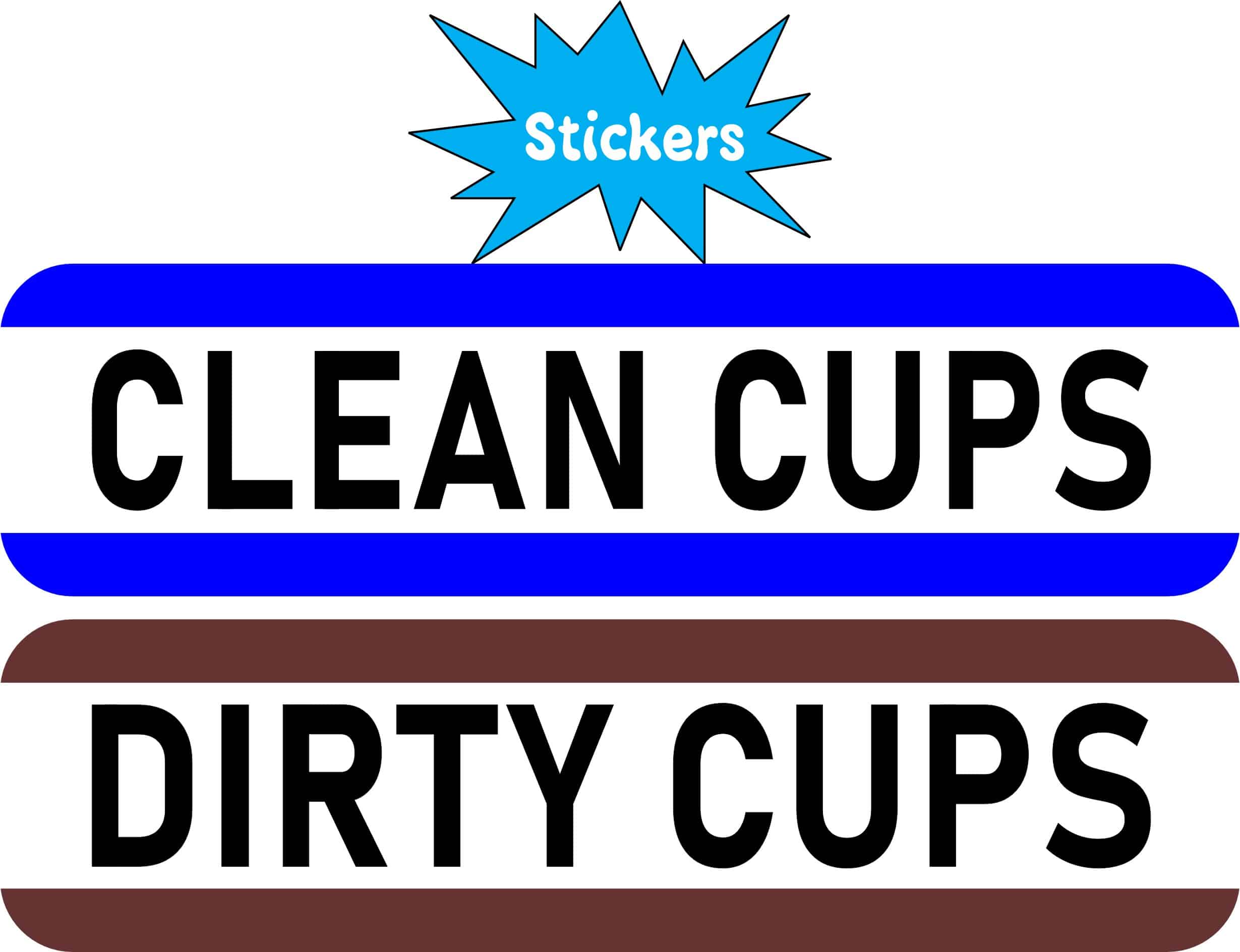 StickerTalk Clean Cups Dirty Cups Vinyl Sticker Sheet, 4 inches by 1 inch