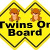 StickerTalk Double Diamond Boy Twins On Board Vinyl Sticker, 6 inches by 4 inches
