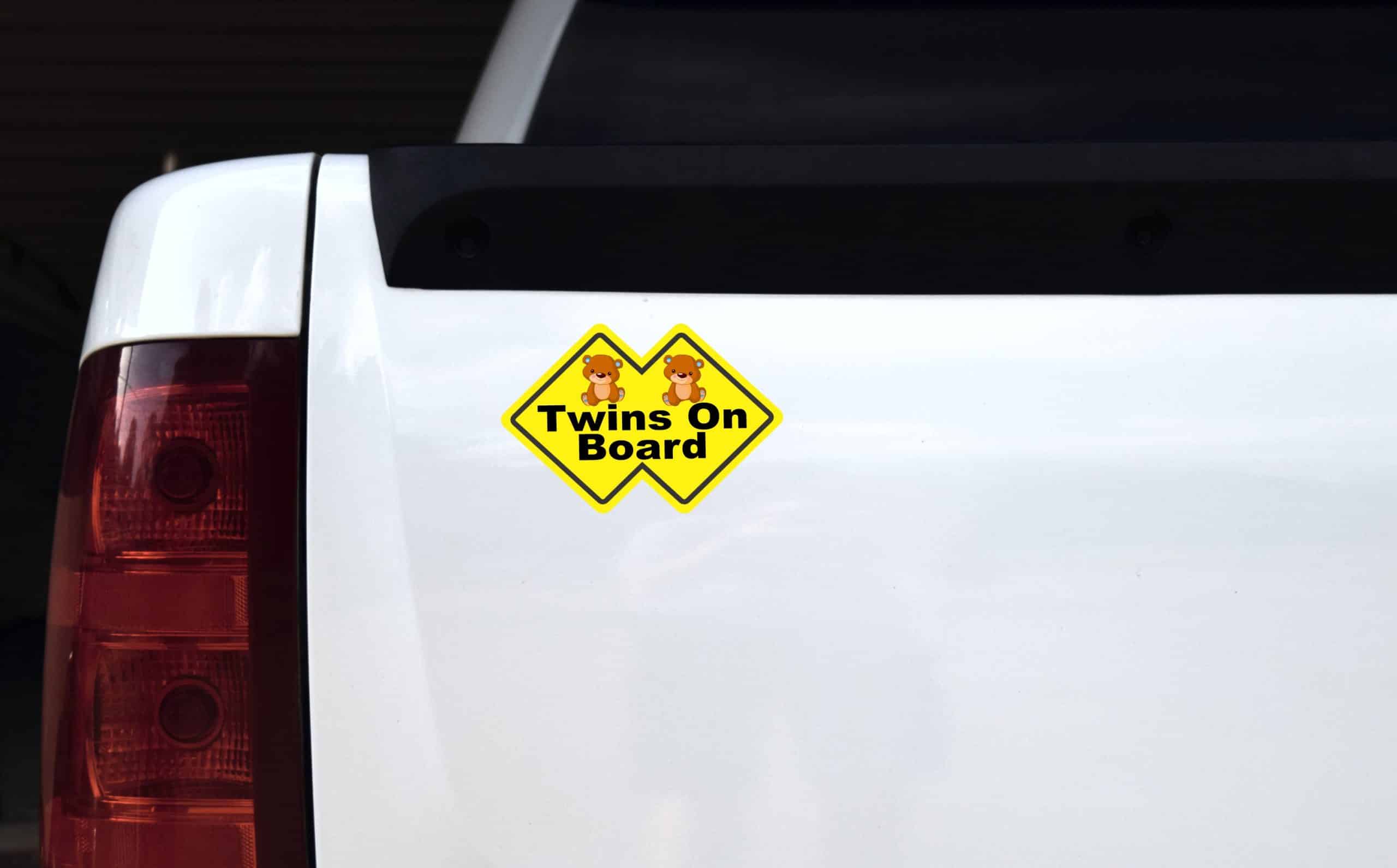 StickerTalk Double Diamond Boy Twins On Board Vinyl Sticker, 6 inches by 4 inches