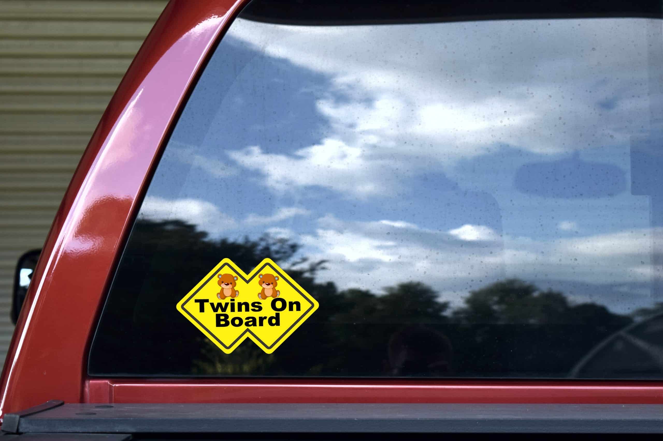 StickerTalk Double Diamond Boy Twins On Board Vinyl Sticker, 6 inches by 4 inches