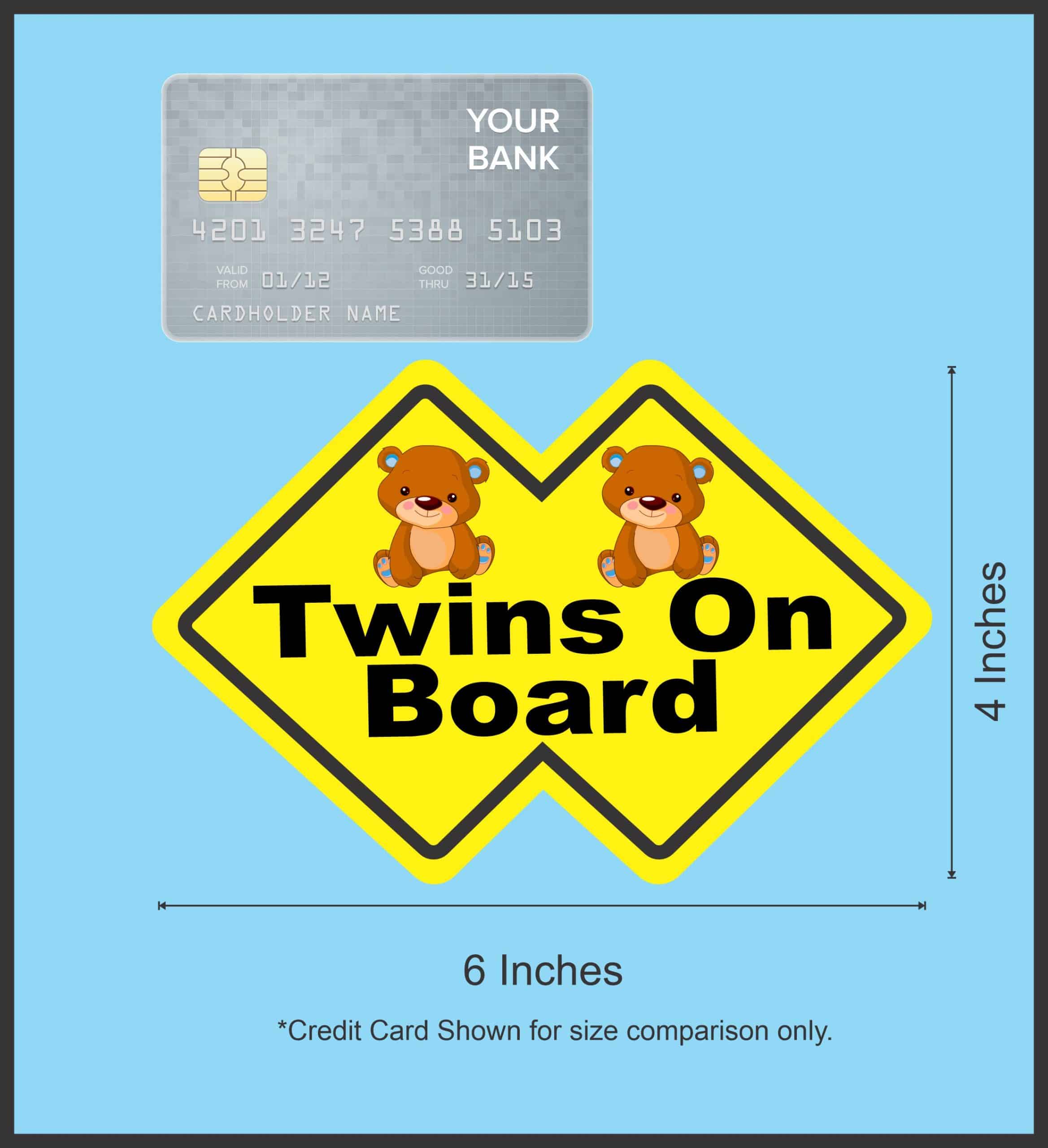 StickerTalk Double Diamond Boy Twins On Board Vinyl Sticker, 6 inches by 4 inches