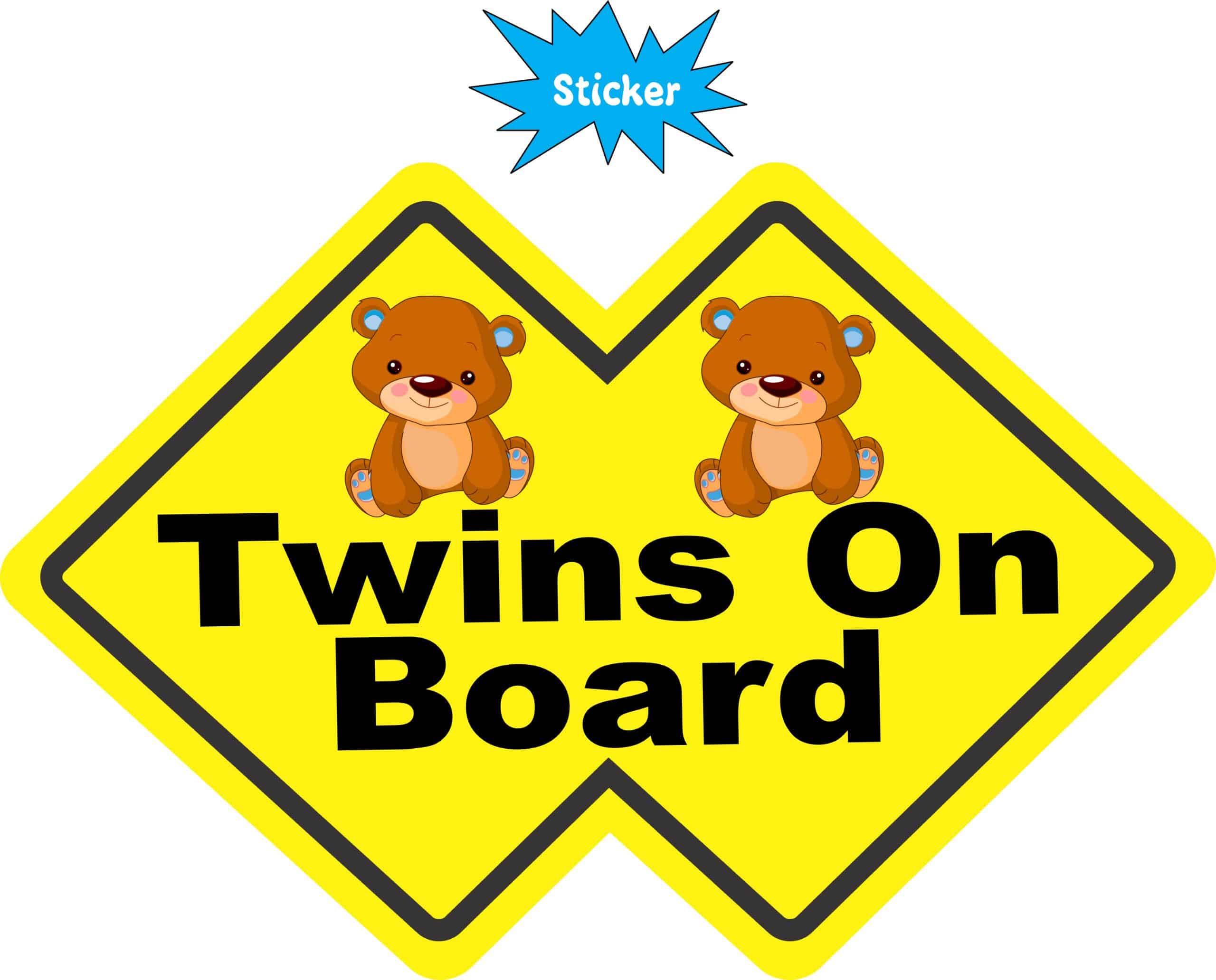 StickerTalk Double Diamond Boy Twins On Board Vinyl Sticker, 6 inches by 4 inches