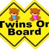 StickerTalk Double Diamond Boy Girl Twins On Board Vinyl Sticker, 6 inches by 4 inches