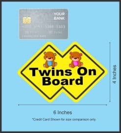 StickerTalk Double Diamond Boy Girl Twins On Board Vinyl Sticker, 6 inches by 4 inches