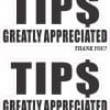 StickerTalk TIPS Greatly Appreciated White and Black Vinyl Sticker Sheet, 4 inches by 2.5 inches