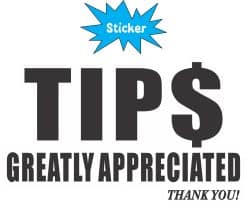 StickerTalk TIPS Greatly Appreciated White and Black Vinyl Sticker Sheet, 4 inches by 2.5 inches
